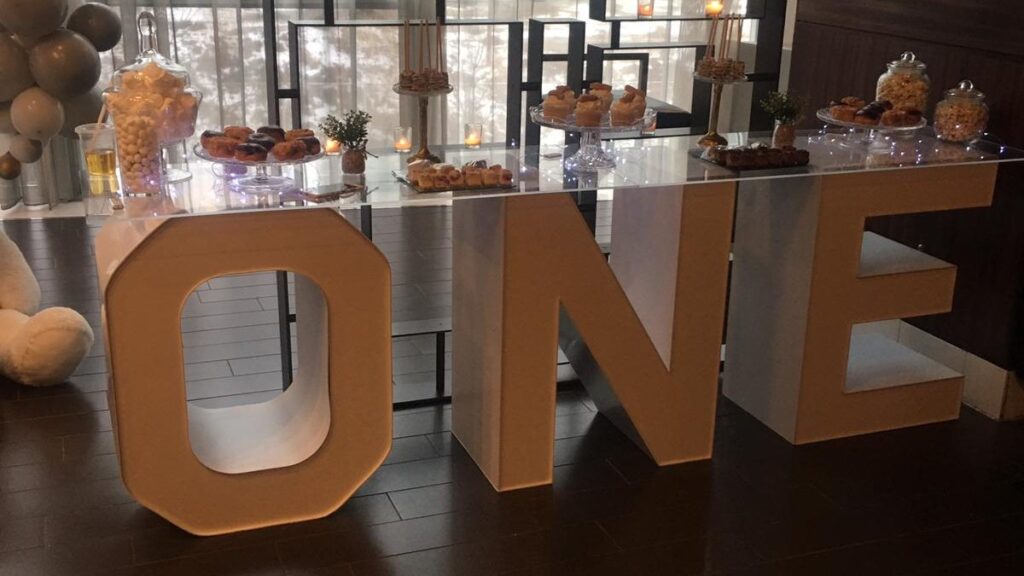 Marquee table at birthday party decor in Toronto