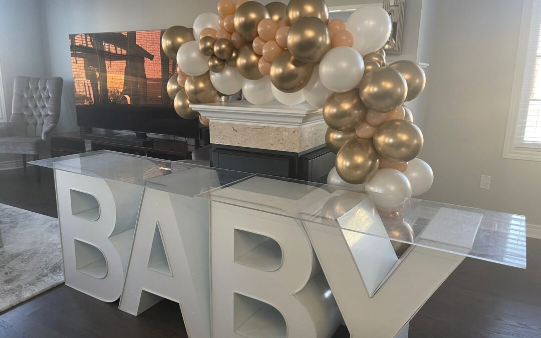 Marquee table decor for baby shower in Barrie